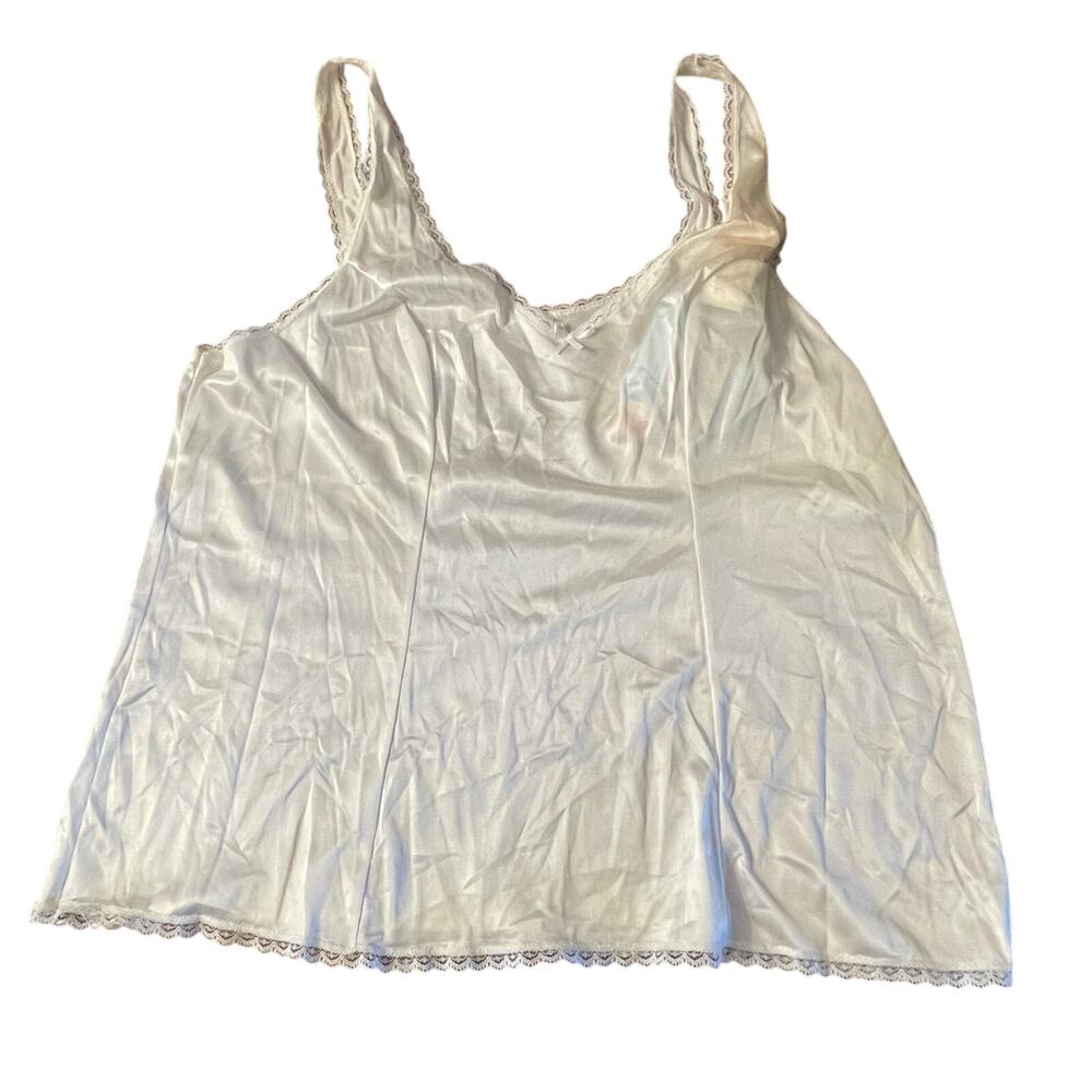 Vintage New Vassarette White Ice Medium Lacy Camisole Tank Layer M